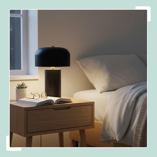 Champignonbordlampe – Minimalistisk design, guld accent