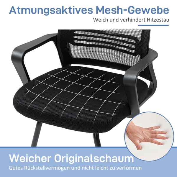 Ergonomisk netstol, skum, metalben, sort