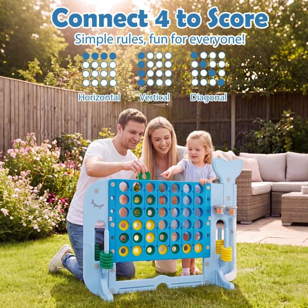 Jätte 4-i-1 Connect-spelset med ringkastning, blå