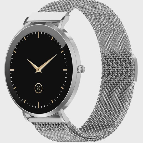 Smartklocka med AMOLED-skärm, hälsosensorer, silver