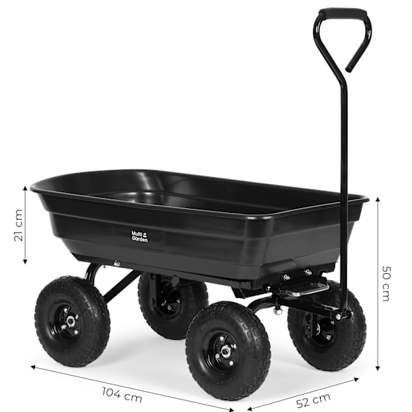 Havetransportvogn, trillebør, tipvogn, 75L, 200 kg, store oppustelige hjul, MultiGarden
