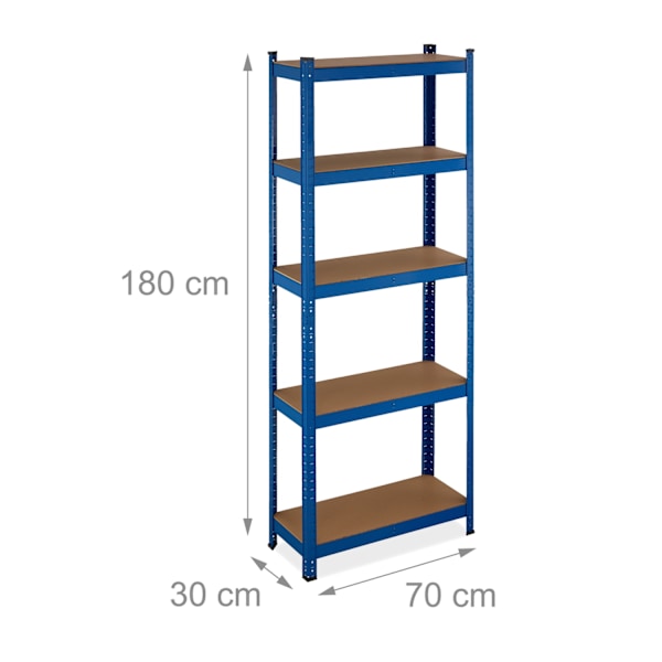 Blå robuste hylder med 5 niveauer