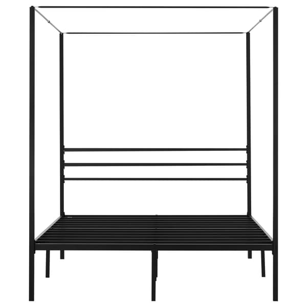 Queensize metalhimmelseng med 4 stolper, opbevaring under sengen