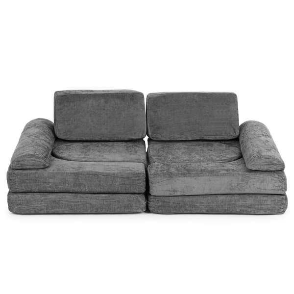Modulær børnesofa med 10 hynder, chenillestof
