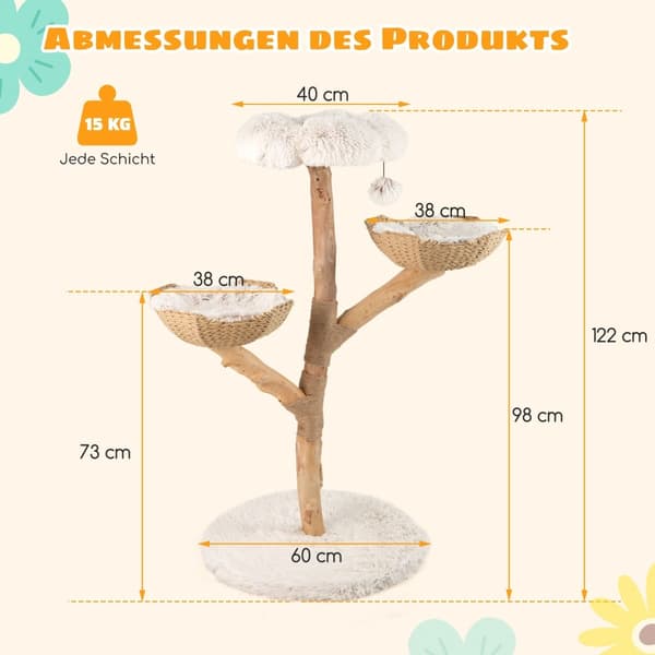 Modernt klösträd med äkta trästam och blomplattform