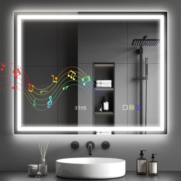 LED-badrumsspegel, Bluetooth, 80x100 cm, pekskärm