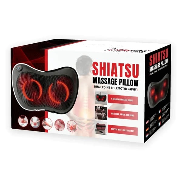 Shiatsu massagekudde, dubbel värmeterapi, 4 noder, brun