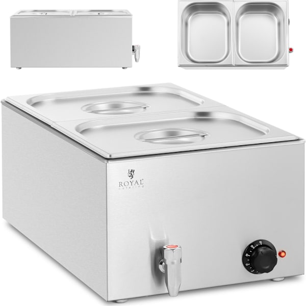Bain marie sähkölämmitin hanalla 2 x GN 1/2 600 W