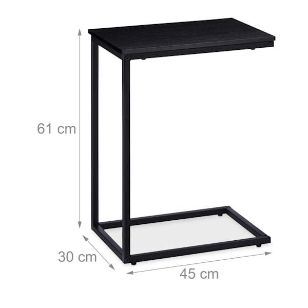 Sidebord sort med metalbund