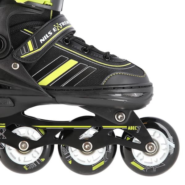 2-i-1 inline & skøjter, sort/lime, størrelse L (39-43)