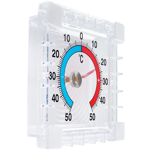 Kvadratisk bimetallisk termometer för fönster, -50°C till +50°C