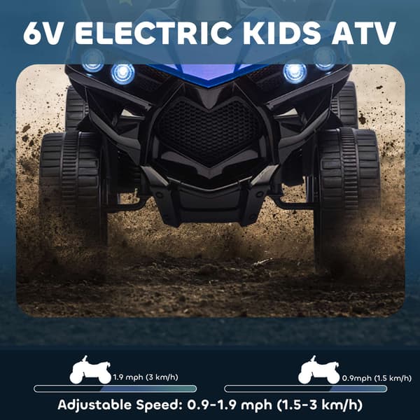 Børne elektrisk ATV, 6V motor, musik og lys, blå