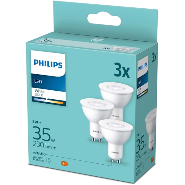 3-pak LED GU10 3W (35W) 3000K 230lm