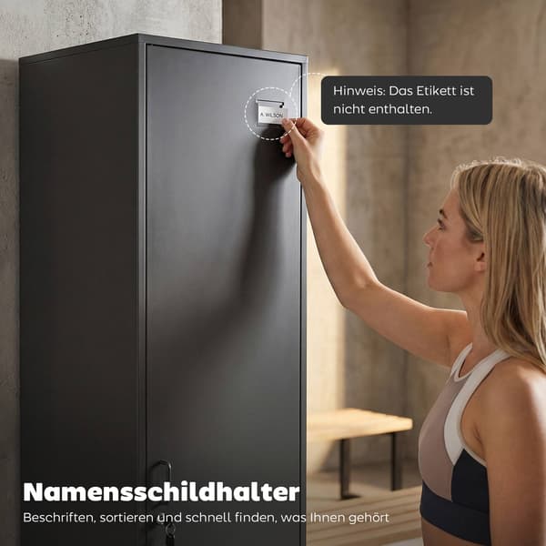 Stålskab med lås, ventilation, sort, 179H cm