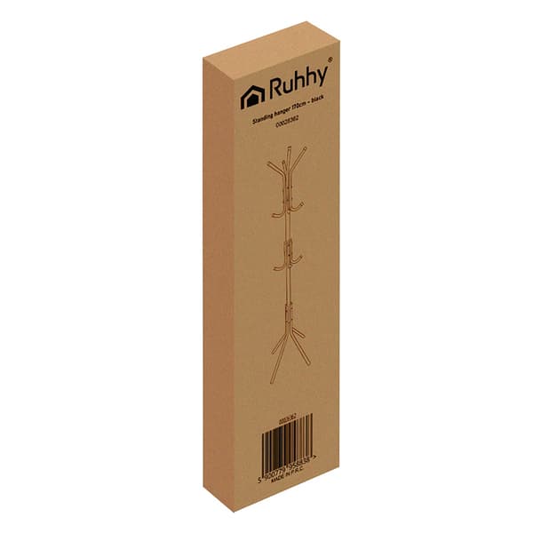 Vaateteline, mustaa metallia, 170 cm, 3 tasoa