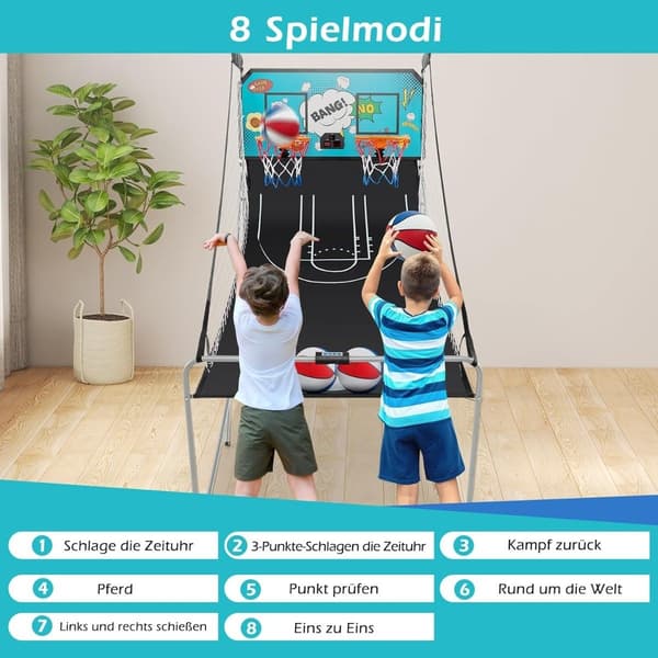 Sammenfoldeligt elektronisk basketball-arcadespil med 8 tilstande