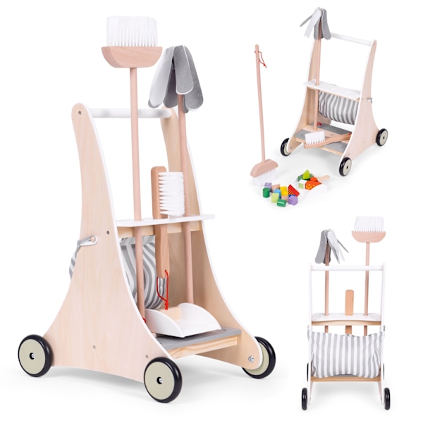 Puinen puhdistussetti vaunu beige ECOTOYS
