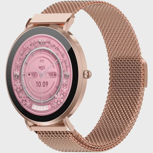 Smartklocka med AMOLED-skärm, hälsosensorer, roséguld