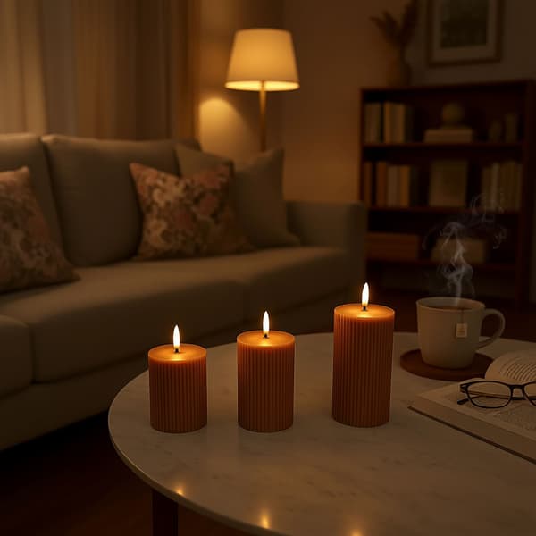 LED flammeløse stearinlys af ægte voks – sæt med 3