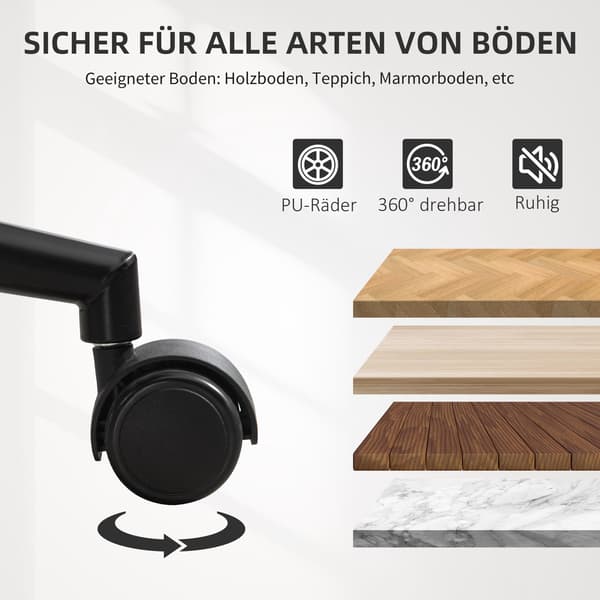 Mid-Century Modern kontorstol i kunstlæder, ergonomisk, sort