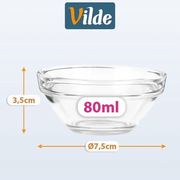 Glassauceskålesæt, 80 ml, 6 dele
