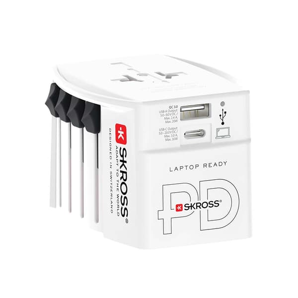 Reseadapter med dubbel 30W USB-laddare, 2-polig