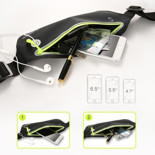 "mobiltelefonväska fanny pack löpning vandring reflektions vattentät för Honor 9X Pro (2019) > GRÖN" GRÖN
