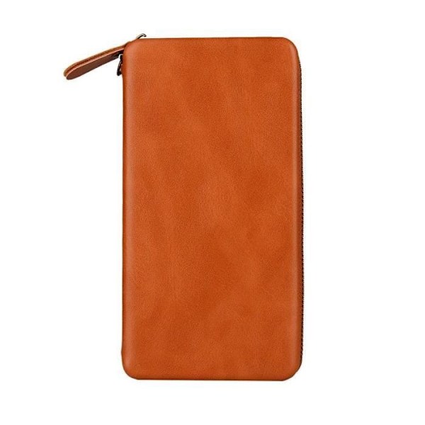 Executive Wallet Case med magnetisk vedhæftning og lynlås til => OPPO R1 R829 (2013) > Brun