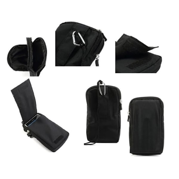 Universell flerfunktionsfodral med flera dragkedjor och en karbinhake för => ASUS ZENFONE 4 MAX ZC554KL >