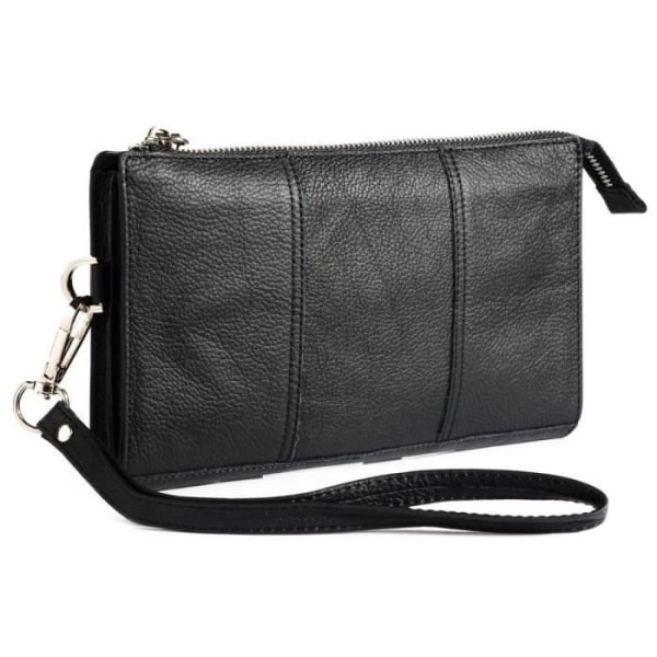 Exklusiv ny design handväska i äkta läder för Senseit E510 &gt; Svart