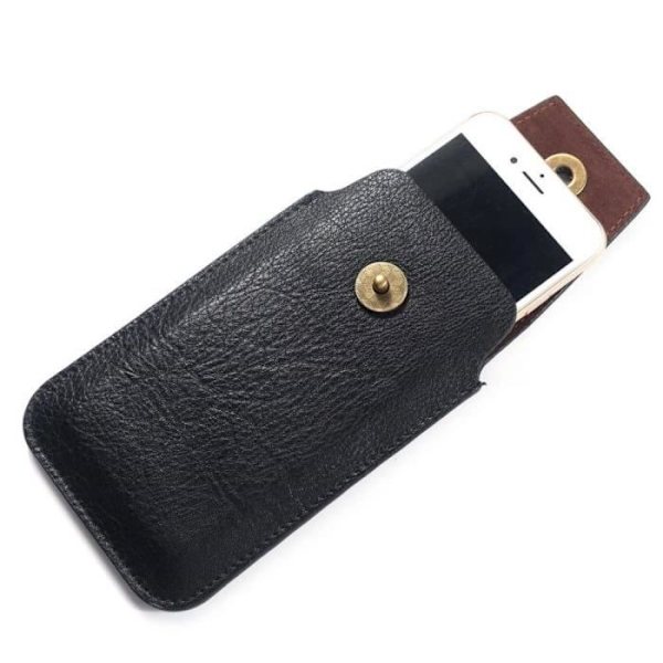 Läderfodral - DFV mobil - iPhone 13 mini (2021) - Magnetisk stängning - Färg svart - bältesfodral Svart