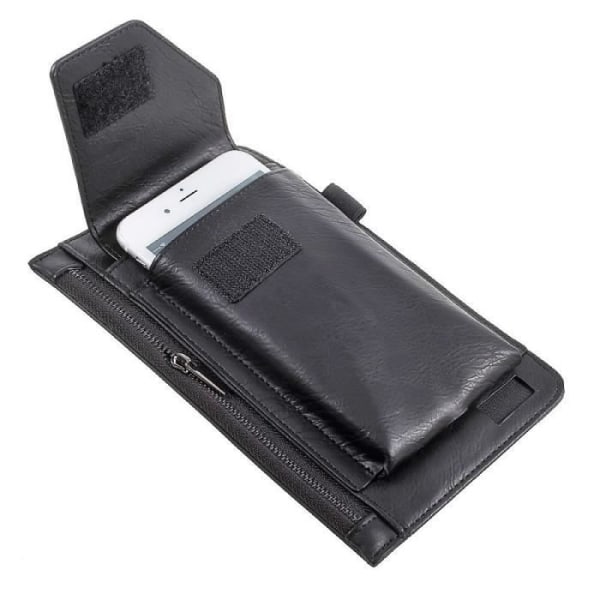 Vertikal bälteshölster smartphoneficka &amp; invändig blixtlåsficka för LG X210G Q SERIES Q7 HSPA (LG M1) &gt; Svart