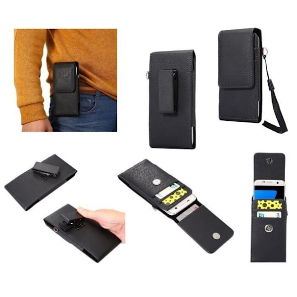 Kortholder Etui Bælteclips Roterende 360 Magnetic Closure Case til => NOKIA LUMIA 930 GOLD 4G > Sort