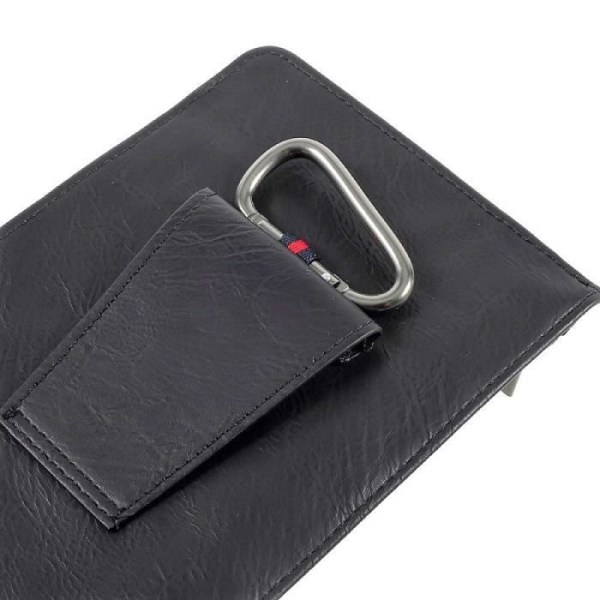 Vertikal Bälte Etui - TECNO - SPARK 2 - Syntetiskt Läder - Svart - Dragkedjefack Svart jag