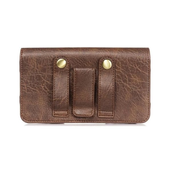 Nytt Design Horisontell Bältesclip i Läder med Hörlursfäste för Cubot X19 (2019) > Brown kastanj jag