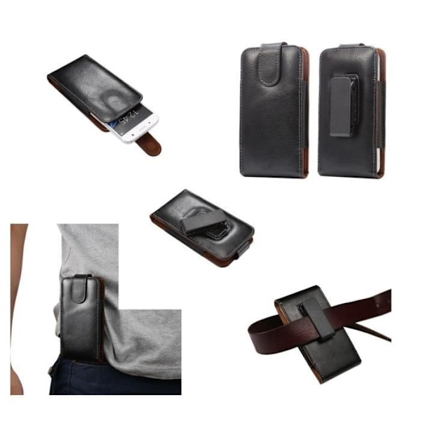 Housse Clip Ceinture Rotatif 360 Ægte Læder Etui til => ASUS PADFONE 2, A68 > Sort sort