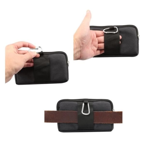 Multifunktions fodral med 2 dragkedjefack för Xiaomi Redmi Note 9 Pro (2020) > Svart (17 x 10 x 2 cm) Svart (17 x 10 x 2 cm)