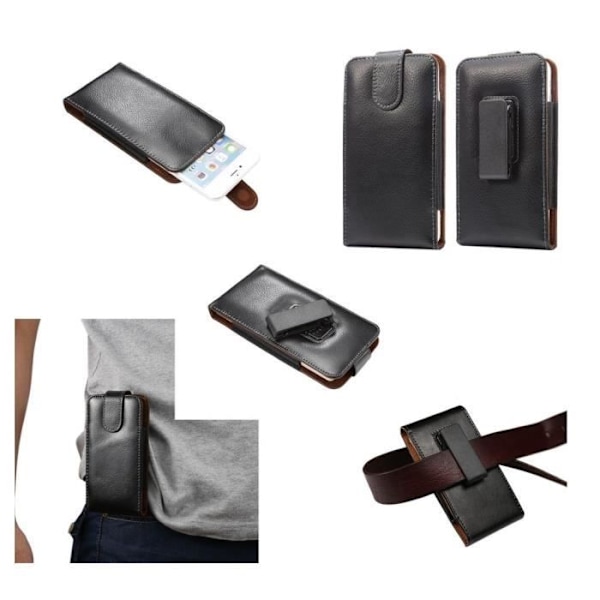 Housse Clip Ceinture Rotativ 360 Etui i Ægte Læder til => ALCATEL PULSEMIX > Sort sort