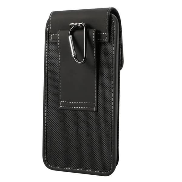 Etui til SHARP AQUOS R8S PRO (2023) Vertikal Bælteetui i Læder og Nylon - Sort Svart