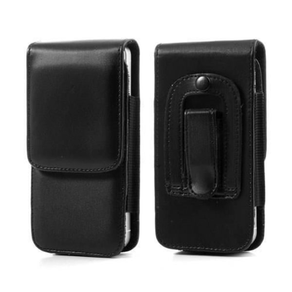 Fodral Hållare Vertikal Bälte Klämma i Mjuk Skinnimitation för => SHARP AQUOS MINI SHV33 > Svart Svart