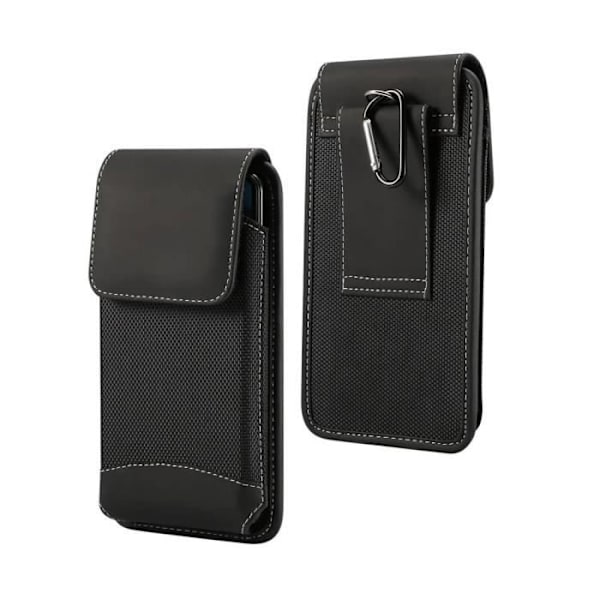 Taske til Nokia 3 Dual Vertical Belt Cover Læder og Nylon - Sort sort