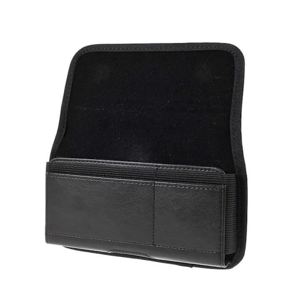Metallic Horizontal Clip Belt Holster Case with Textile and Leather Card Holder for VIVO Y73S (2020) > Black sort