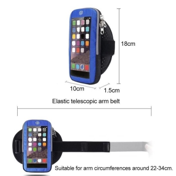 til iPhone XR Vandtæt Reflekterende Touch Screen Case Cover til Sport Fitness Cycling Gym Armbånd - Sort sort