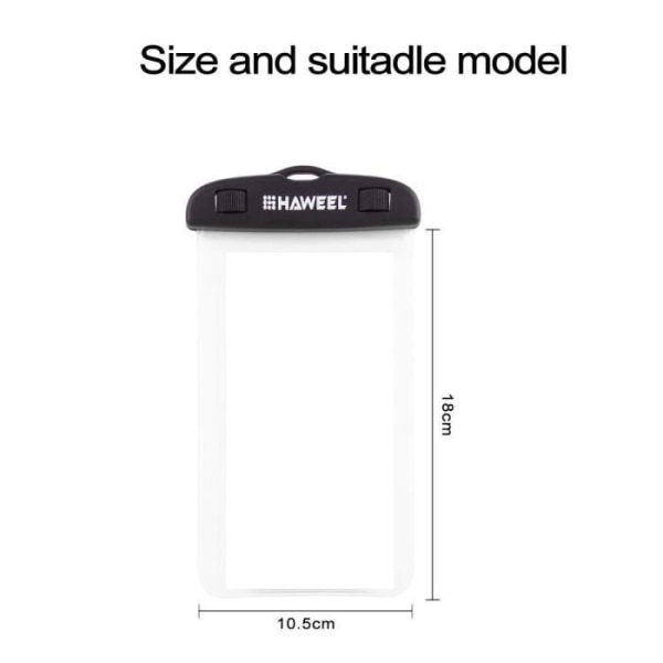 för Sharp Simple Smartphone 6 (2022) Universal skyddsfodral 30M vattentät strand - svart Transparent
