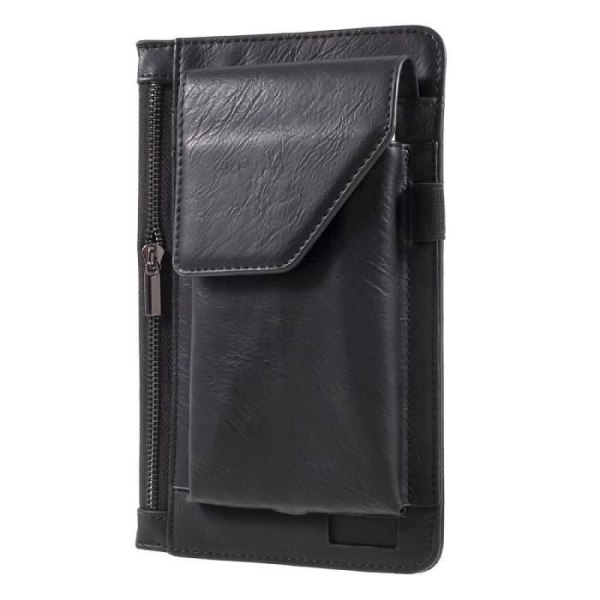 Vertikal bälteshölster smartphoneficka & invändig ficka med dragkedja för US NS 5004 > Svart