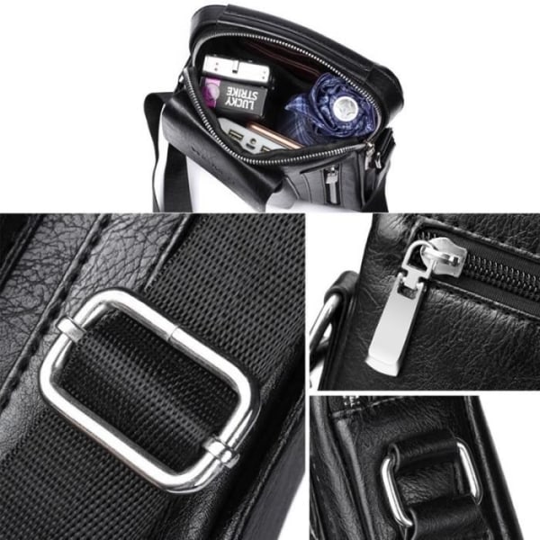 Crossbody Bag - ALCATEL - ONE TOUCH ELEVATE 4037V - Leather - Black - Compatible Tablet/Ebook Svart