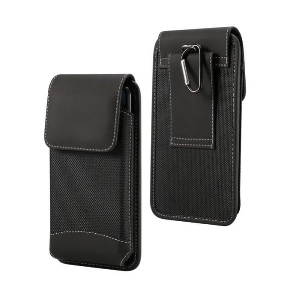 Etui Housse Ceinture Vertikal Nyt Design Læder & Nylon til LG LS676 TRIBUTE HD (2016) > Sort Svart jag