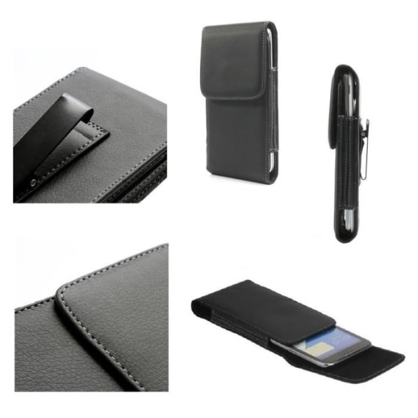 Etui Housse Clip Bälte Metall Vertikal Klämma i Syntetläder för => SHARP AQUOS SH80F > Svart Svart