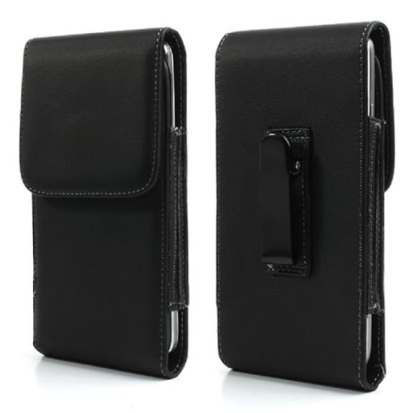 Etui Housse Clip Bälte Metall Vertikal Klämma i Syntetläder för => SHARP AQUOS SH80F > Svart Svart