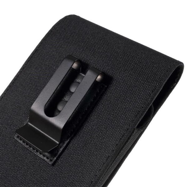 Vertikaletui med metalclip til bælte, tekstil og læder til iPhone SE (2020) > Sort Svart